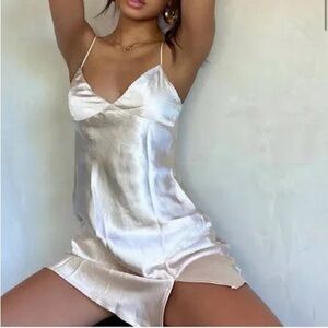 Princess Polly Silky Champagne Mini Dress